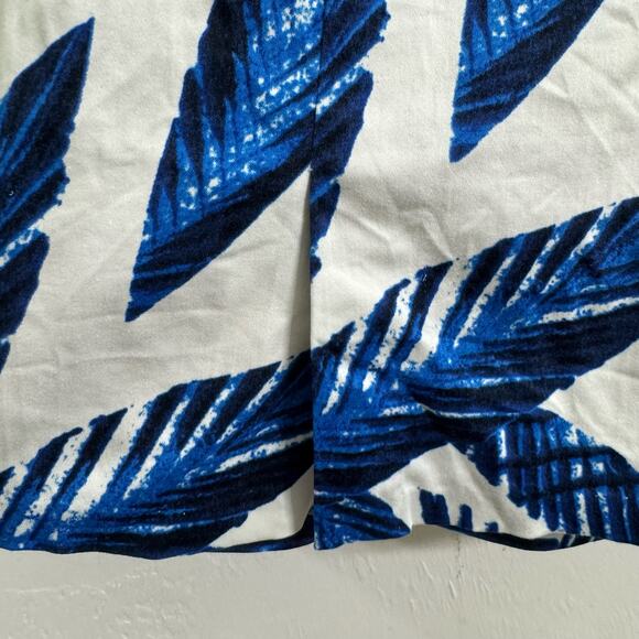 Jones New York Signature Stretch Blue White Tropical Palm Leaf Dress Size 4 - Picture 5 of 7